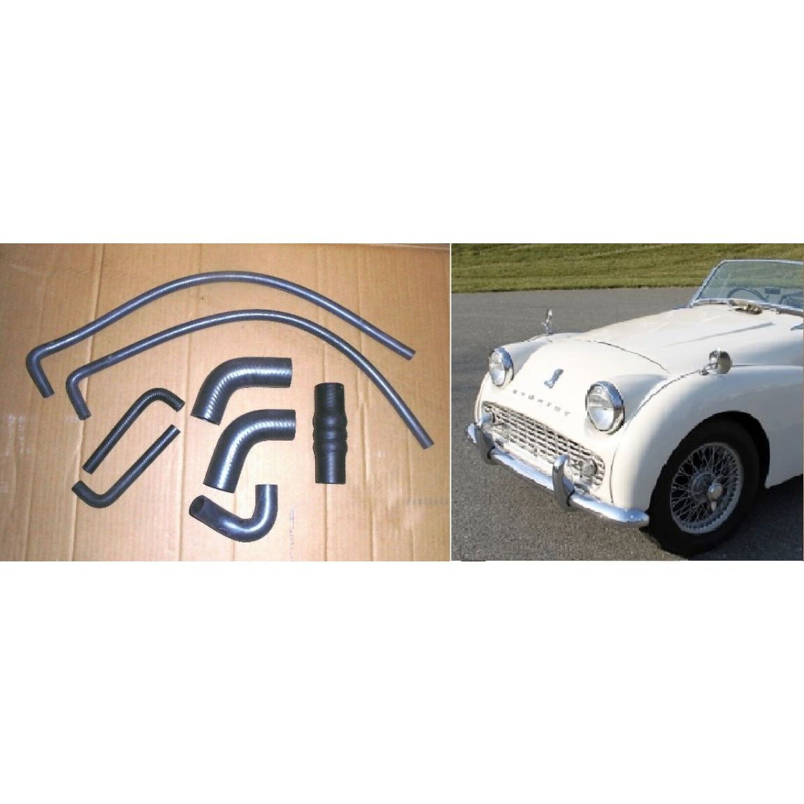 RADIATOR HEATER WATER HOSES KIT (Triumph TR2 TR3 TR3a) (*1953- 61 Only**) 